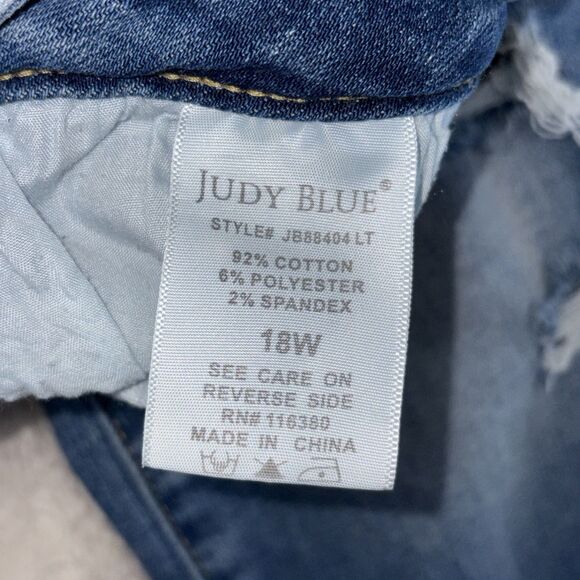 Judy Blue High Waist Distressed Boyfriend Jeans Women 18W Blue Stone Wash Denim - Picture 5 of 11